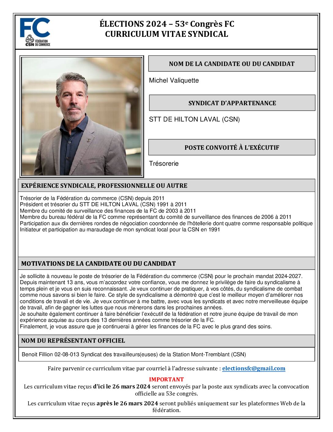 Michel Valiquette Curriculum Vitae